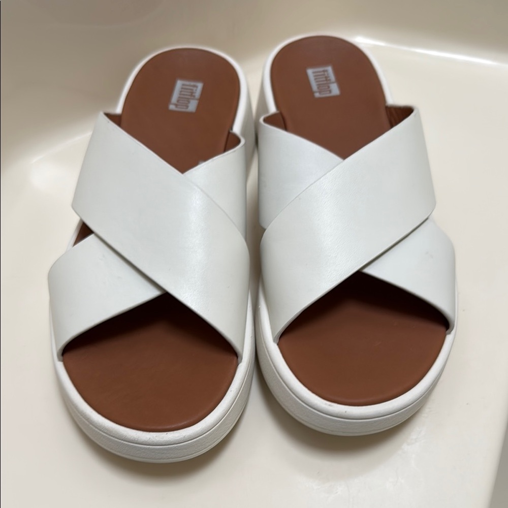 Fitflop White Cross-Strap Sandals